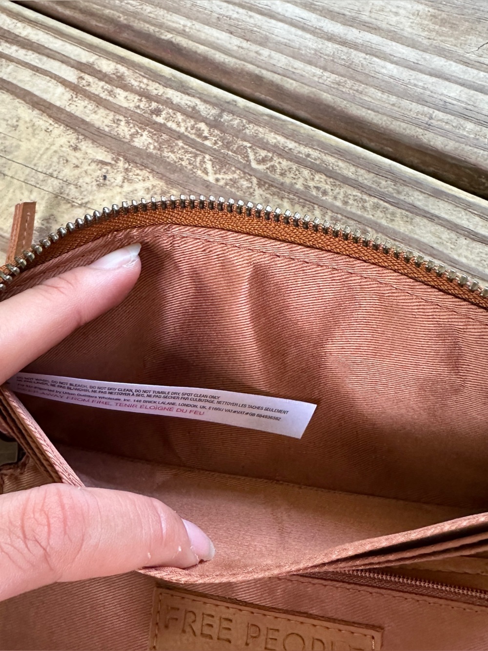 Free People Vegan Leather Distressed Zip Around Wristlet Wallet Boho - Picture 5 of 5